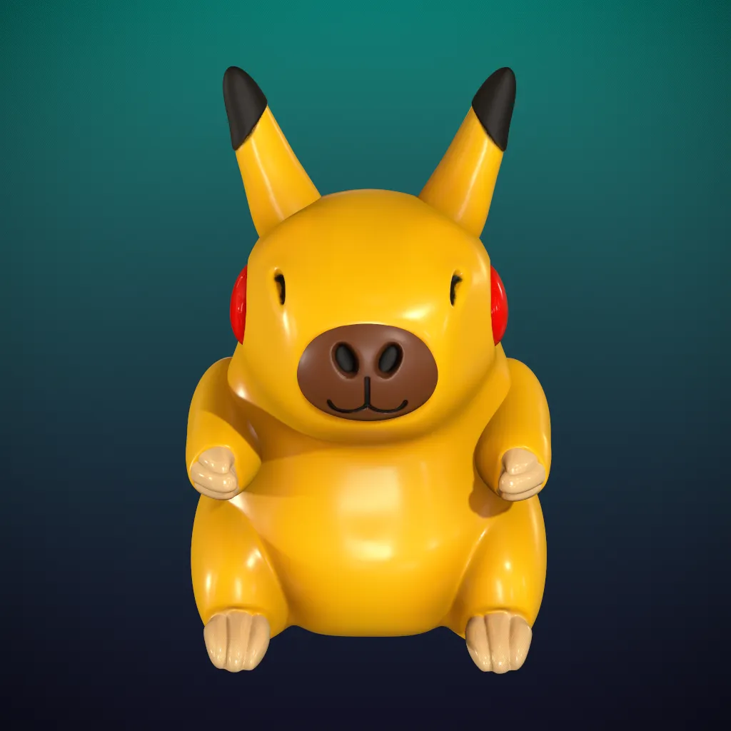 Pikachu Capybara Render 3dusky 2