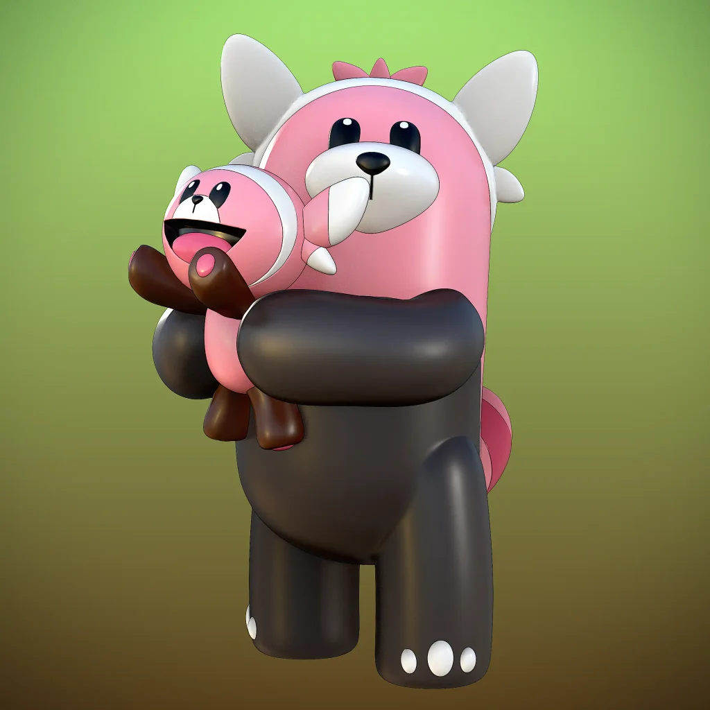 bewear and stufful pokemon render 3dusky (1)